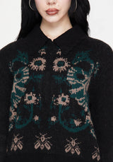 Aura Dragon Jacquard Collar Knit Sweater