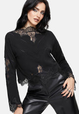 Stormwoken Pointelle Lace Detail Knit Sweater