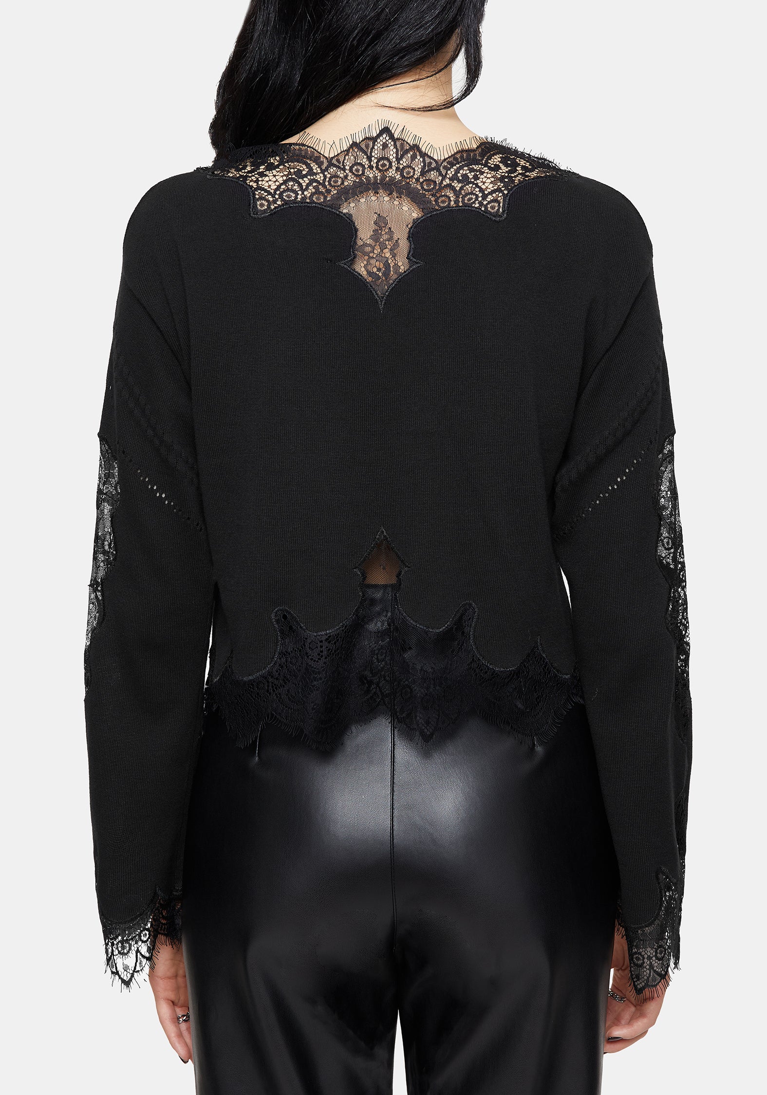 Stormwoken Pointelle Lace Detail Knit Sweater