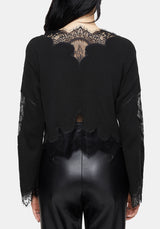 Stormwoken Pointelle Lace Detail Knit Sweater