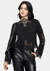 Stormwoken Pointelle Lace Detail Knit Sweater