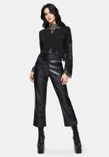 Stormwoken Pointelle Lace Detail Knit Sweater