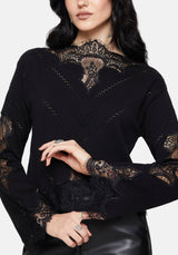 Stormwoken Pointelle Lace Detail Knit Sweater