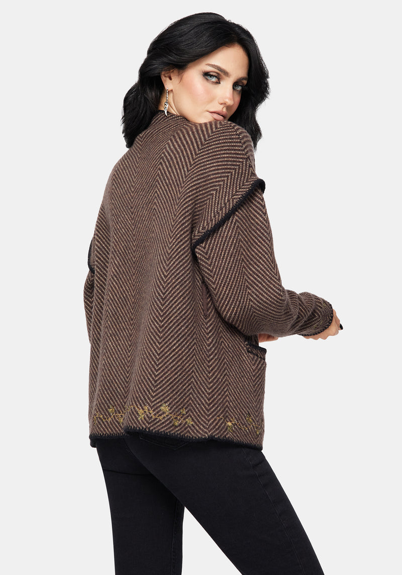 Maraea Belted Herringbone Coatigan