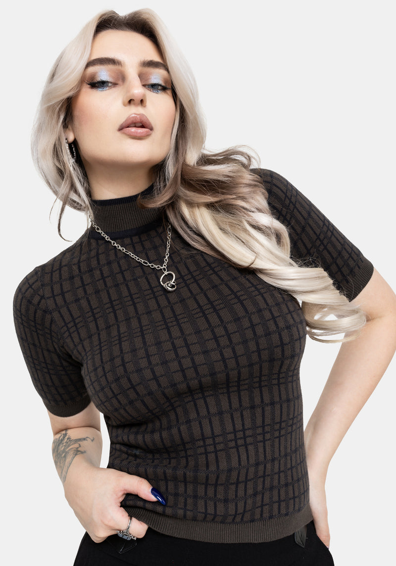 Glenna Check Knit Top – Disturbia