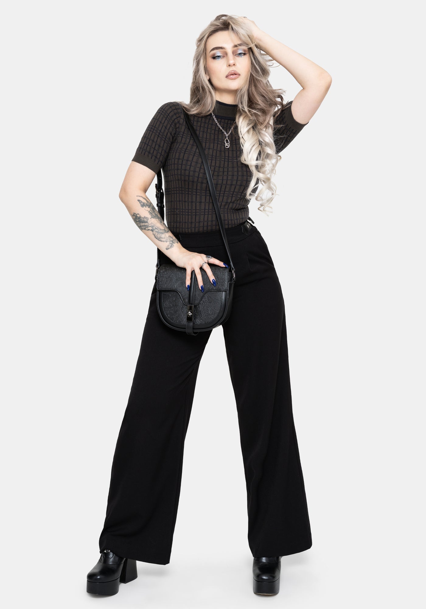 Donna knit tops check mini pants セット Glenna Check Knit Top – Disturbia