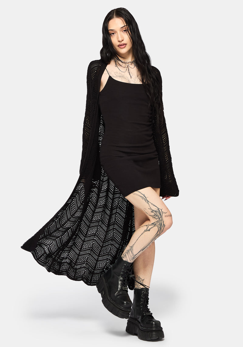 Aenaes Longline Crochet Maxi Cardigan – Disturbia