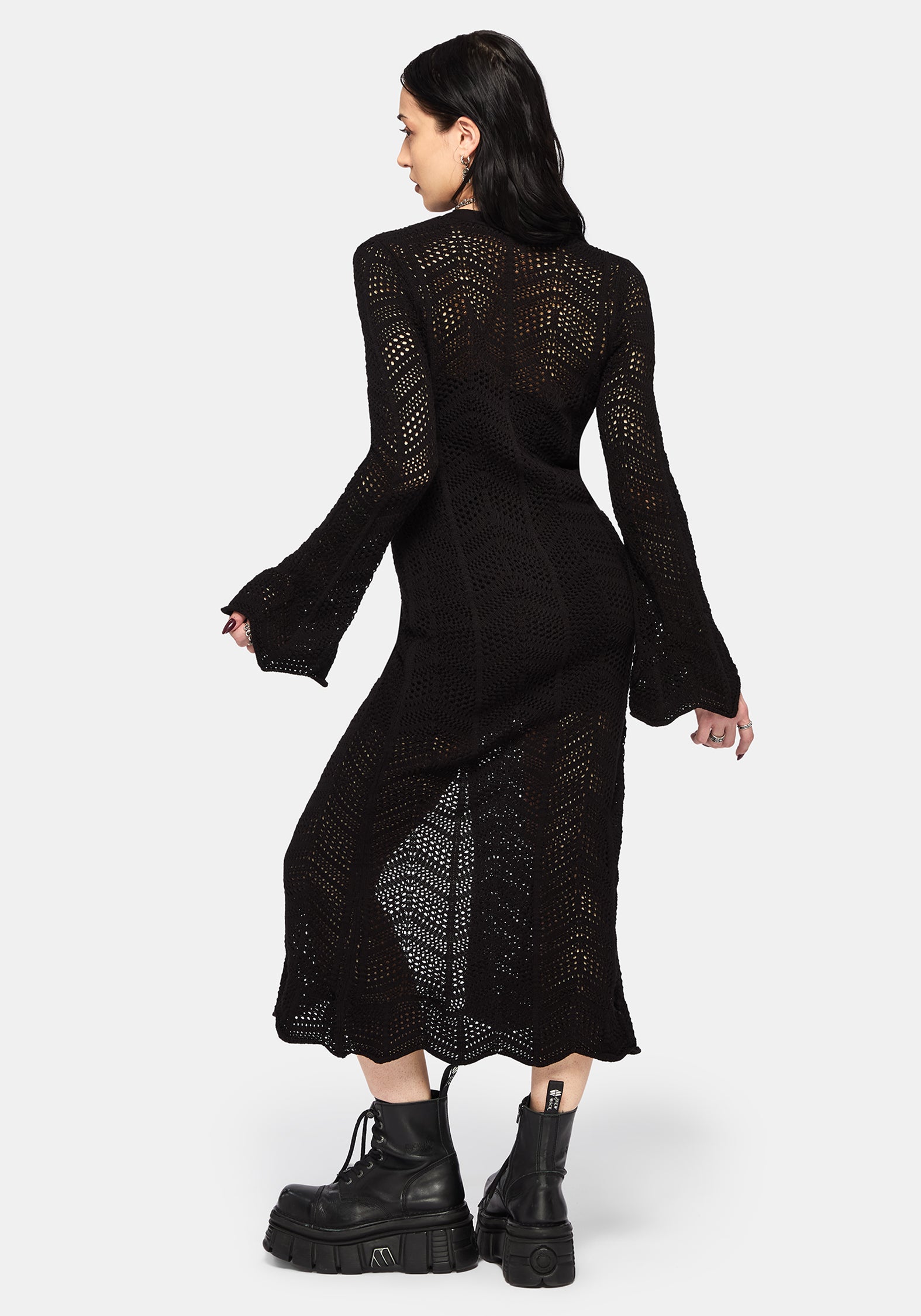 Aenaes Longline Crochet Maxi Cardigan – Disturbia