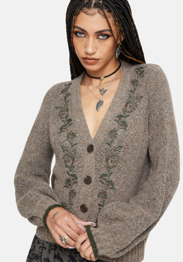 Sao Thistle Embroidered Knit Cardigan