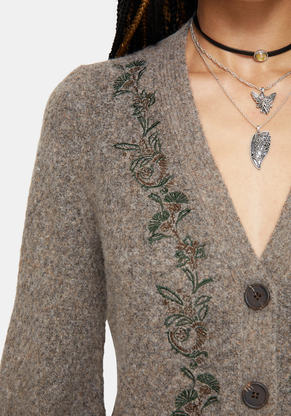 Sao Thistle Embroidered Knit Cardigan