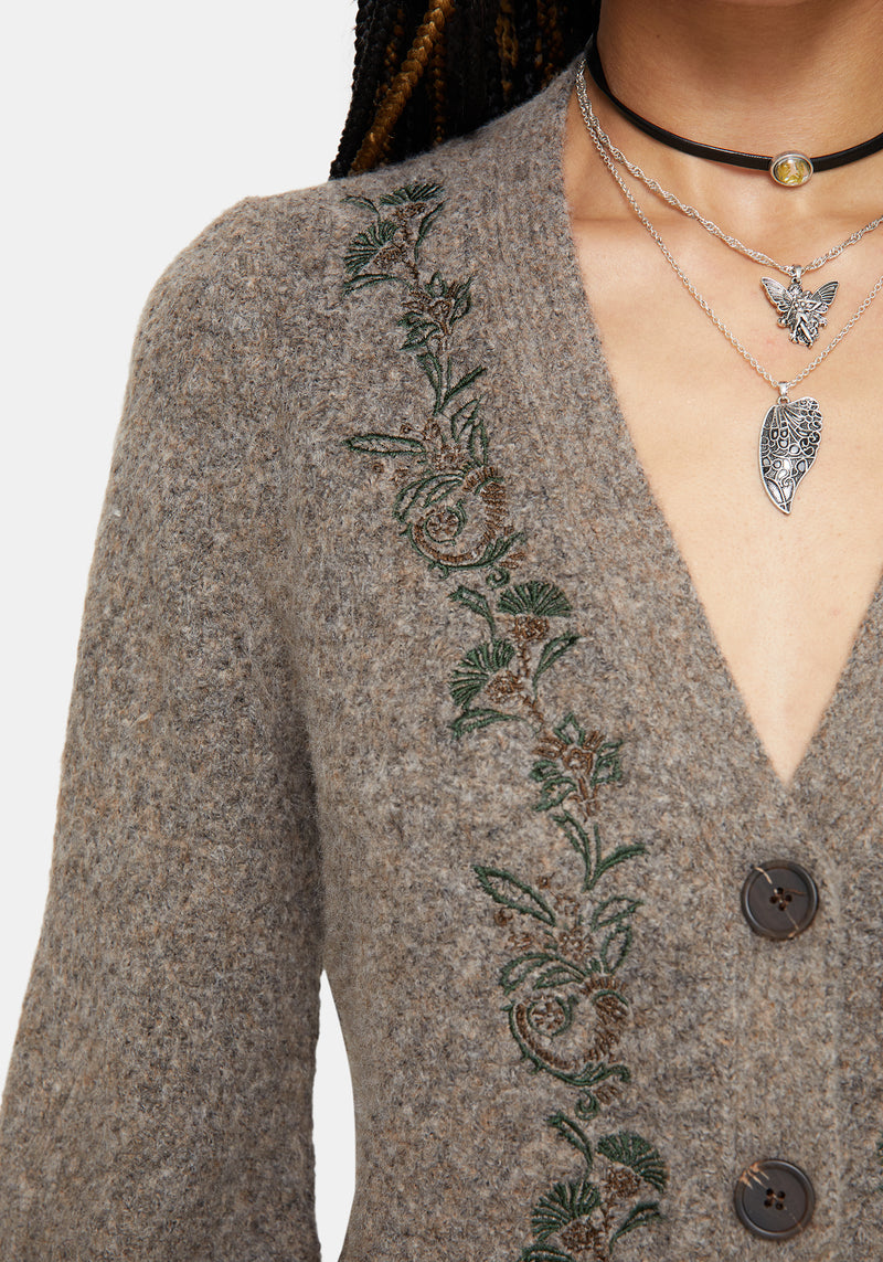 Sao Thistle Embroidered Knit Cardigan
