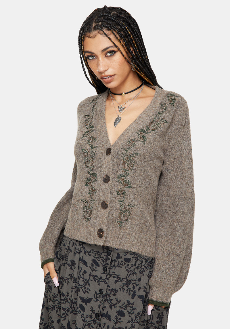 Sao Thistle Embroidered Knit Cardigan