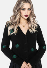 Lament Beaded Bug Embellished Knit Cardigan