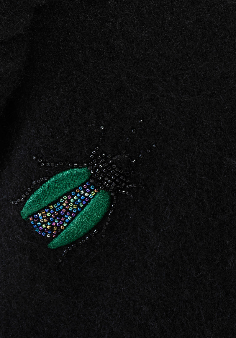 Lament Beaded Bug Embellished Knit Cardigan
