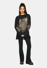 Dia Fringe Hem Jacquard Knit Sweater