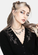 Rime Embroidered V-Neck Fitted Cardigan