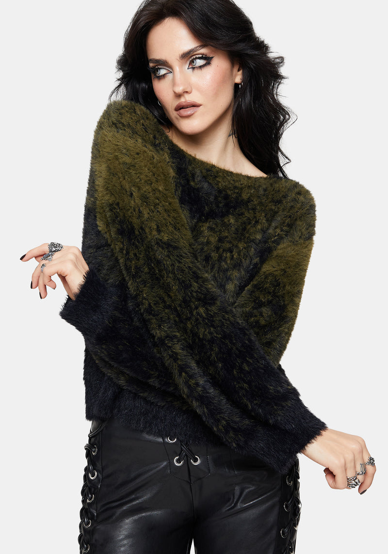 Maple Tie Dye Knit Sweater - Green