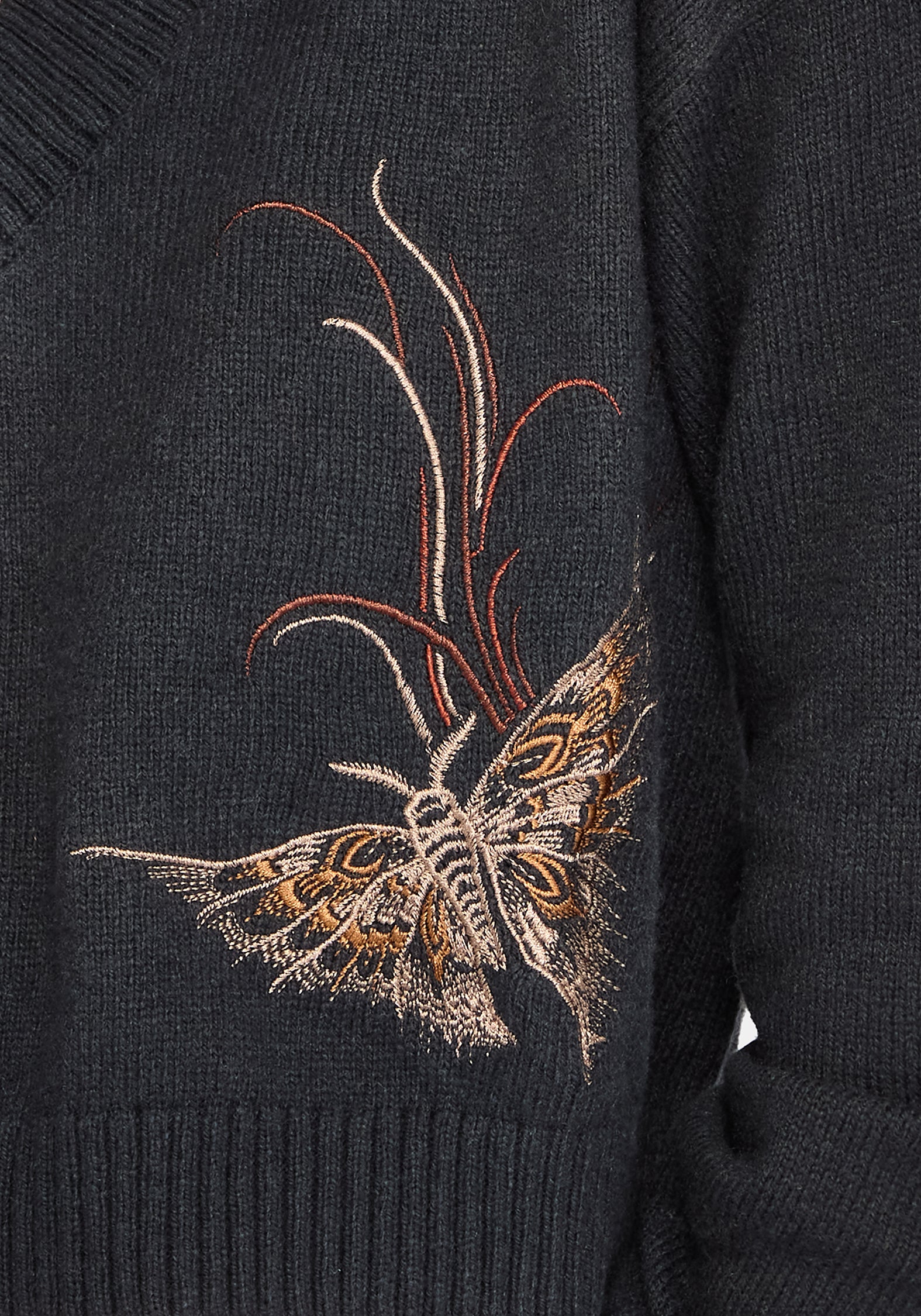 Ember Moth Embroidered V-Neck Knit Sweater