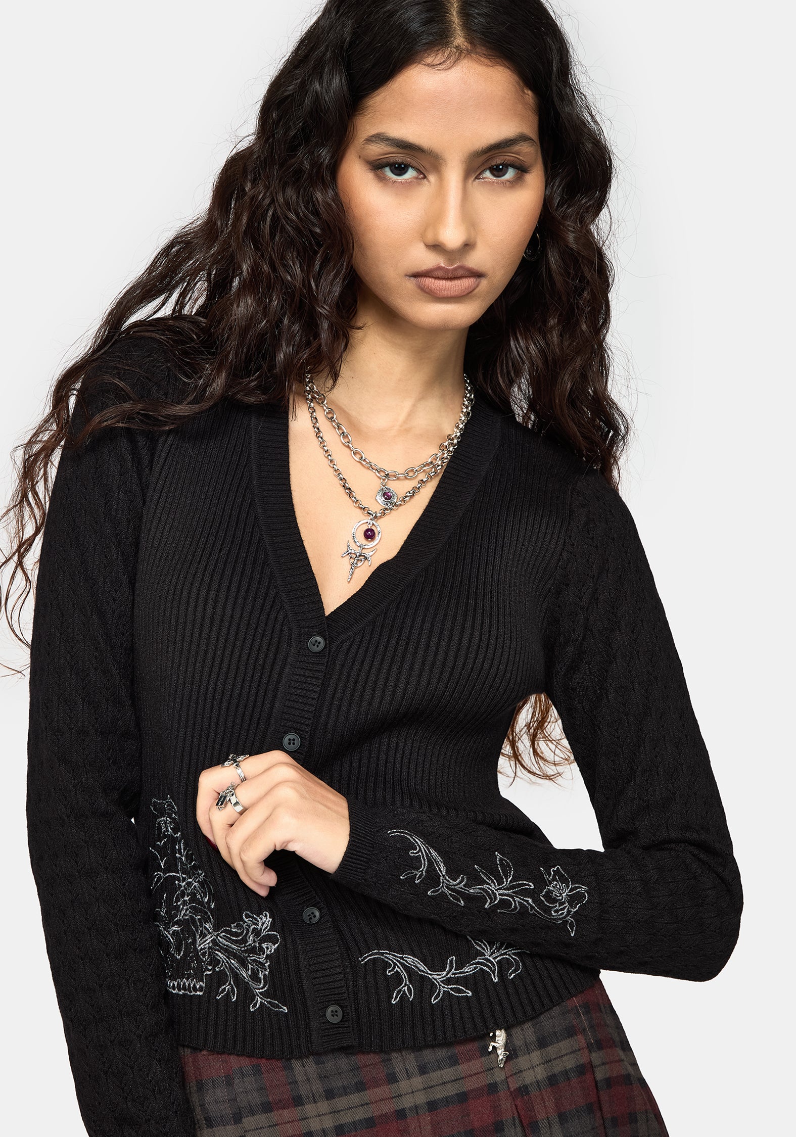 Tantra Skull Embroidered Cardigan – Disturbia