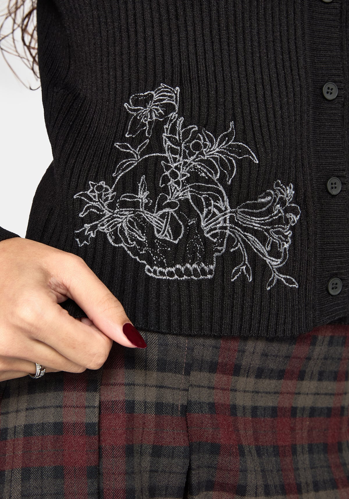 Tantra Skull Embroidered Cardigan