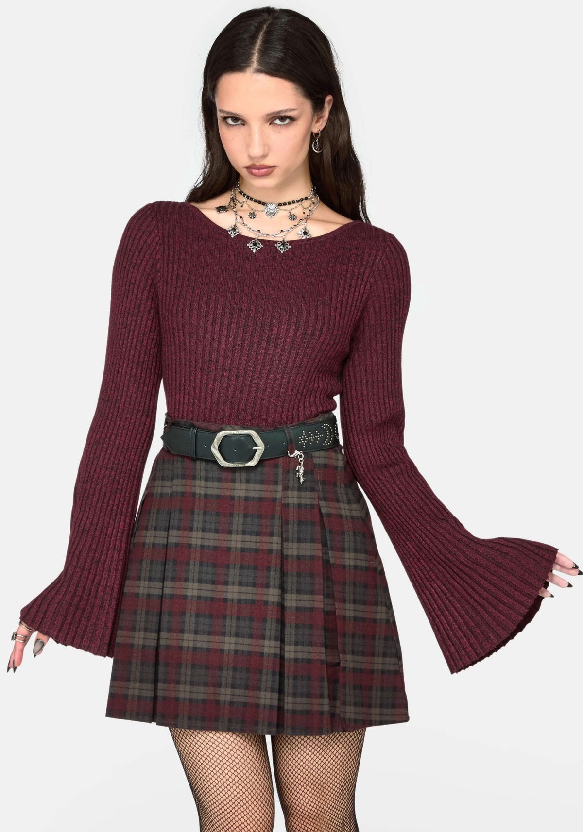 Estella Flared Sleeve Rib Knit Top