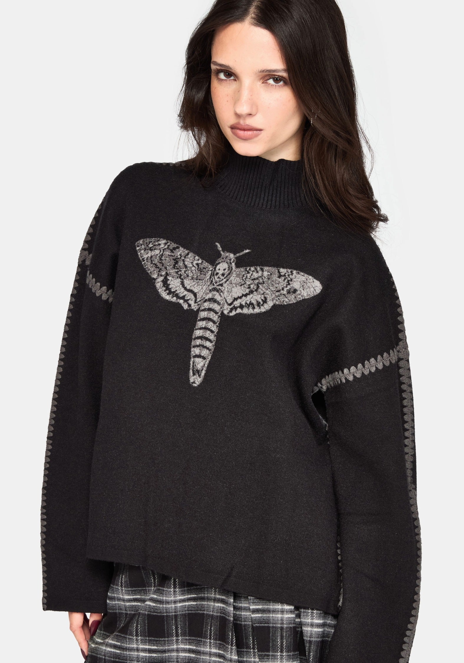 Mourn Moth Blanket Stitch Knit Sweater