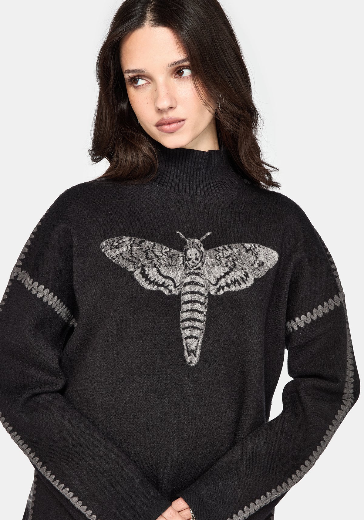 Mourn Moth Blanket Stitch Knit Sweater