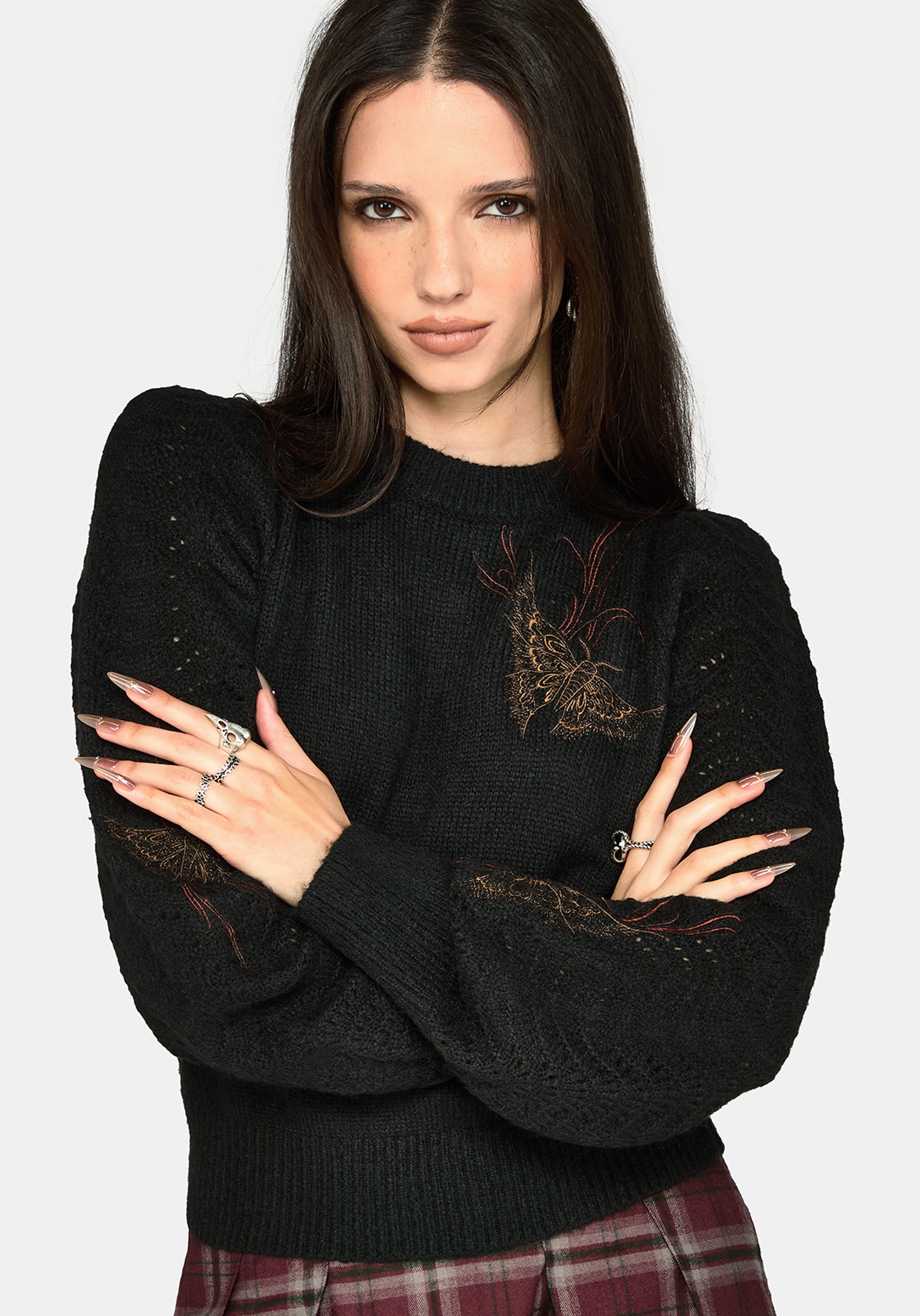 Ember Moth Embroidered Knit Sweater