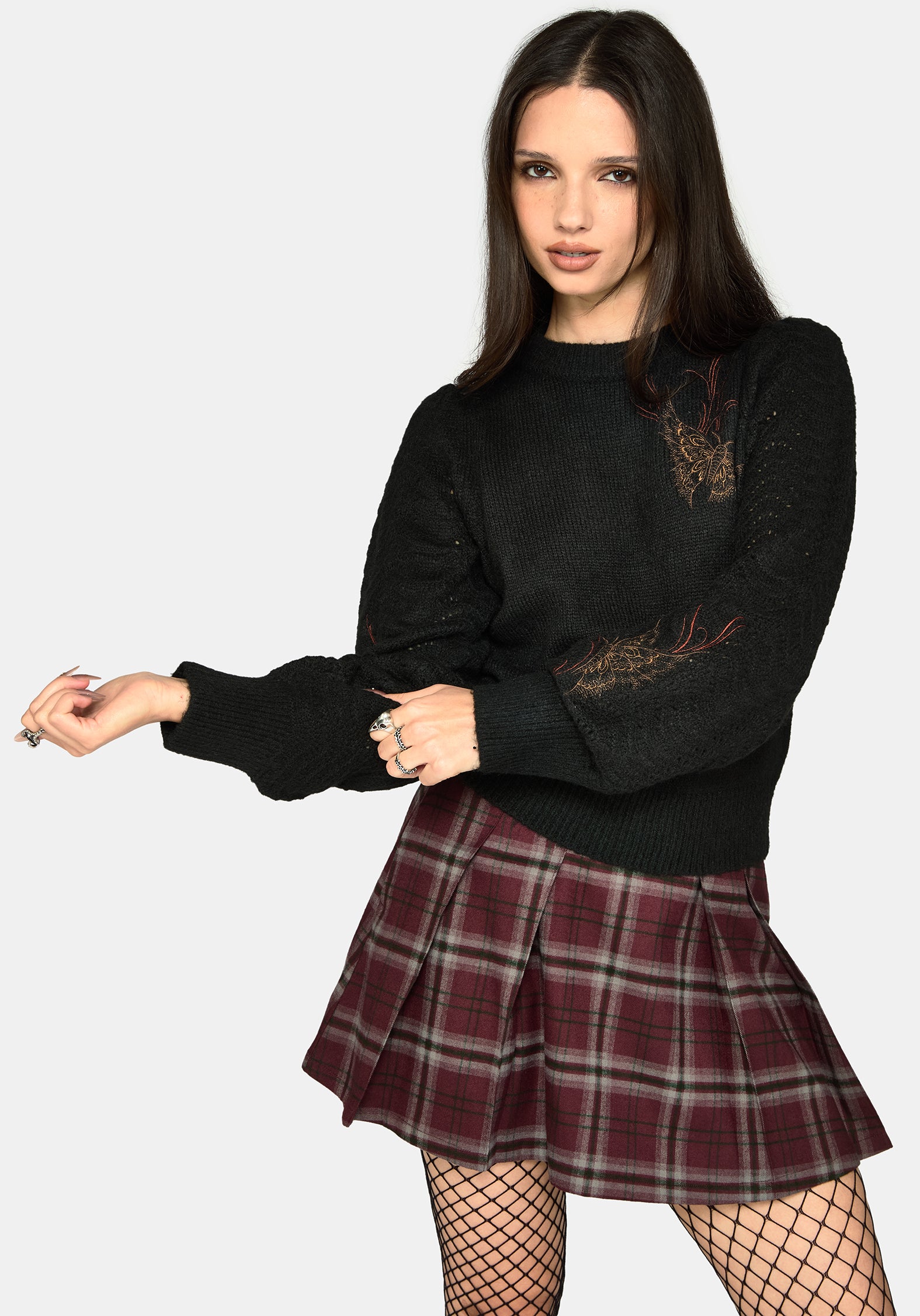 Ember Moth Embroidered Knit Sweater