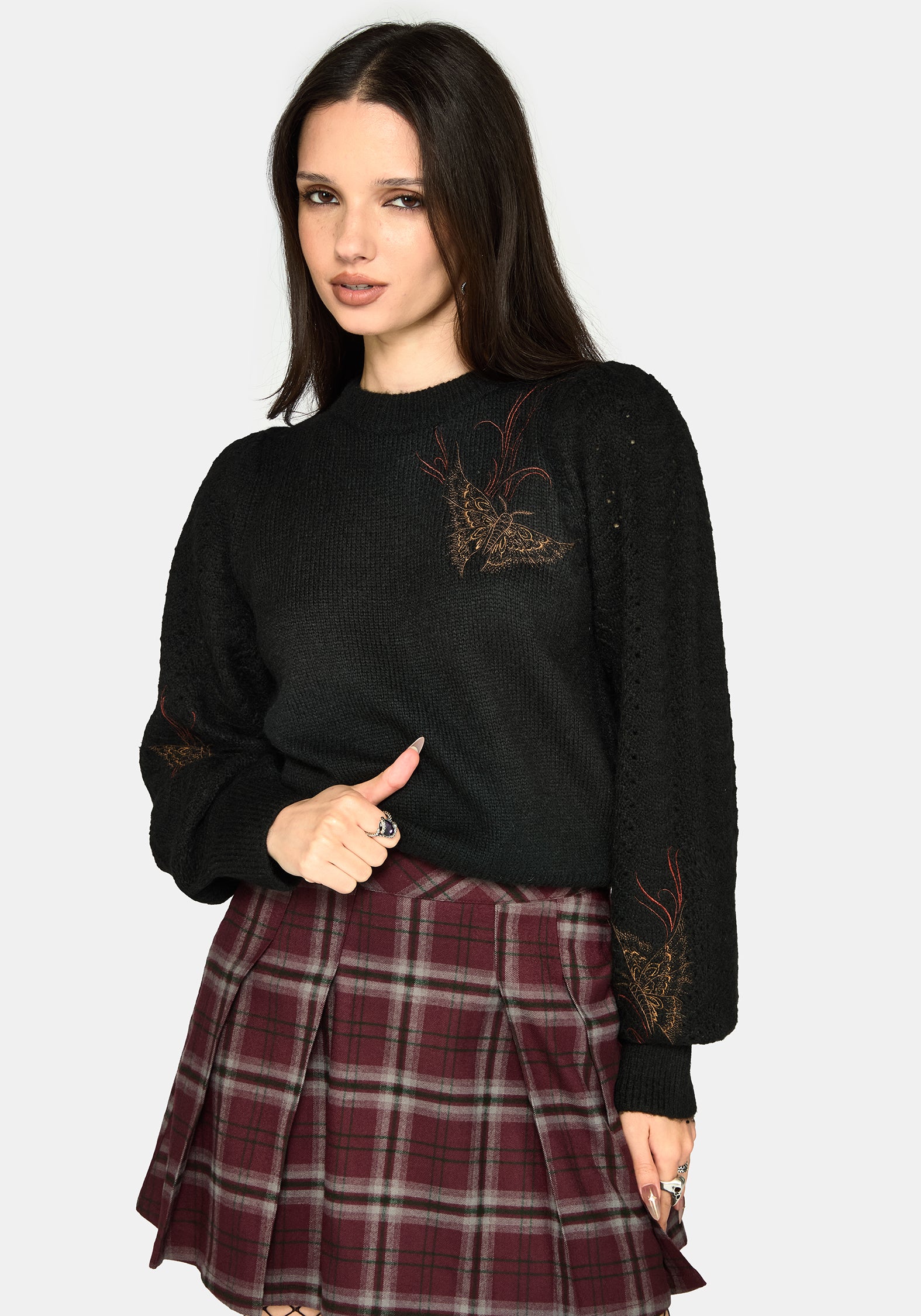 Ember Moth Embroidered Knit Sweater