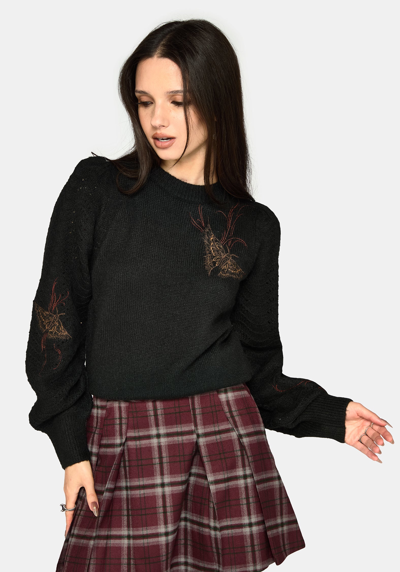 Ember Moth Embroidered Knit Sweater