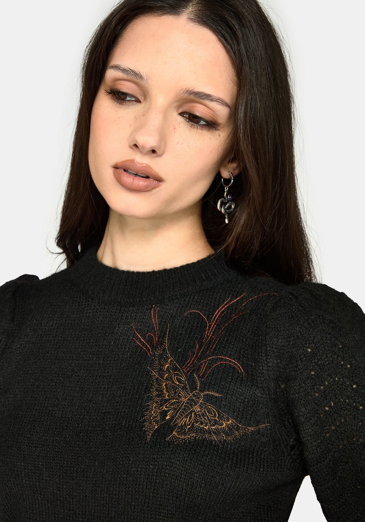 Ember Moth Embroidered Knit Jumper