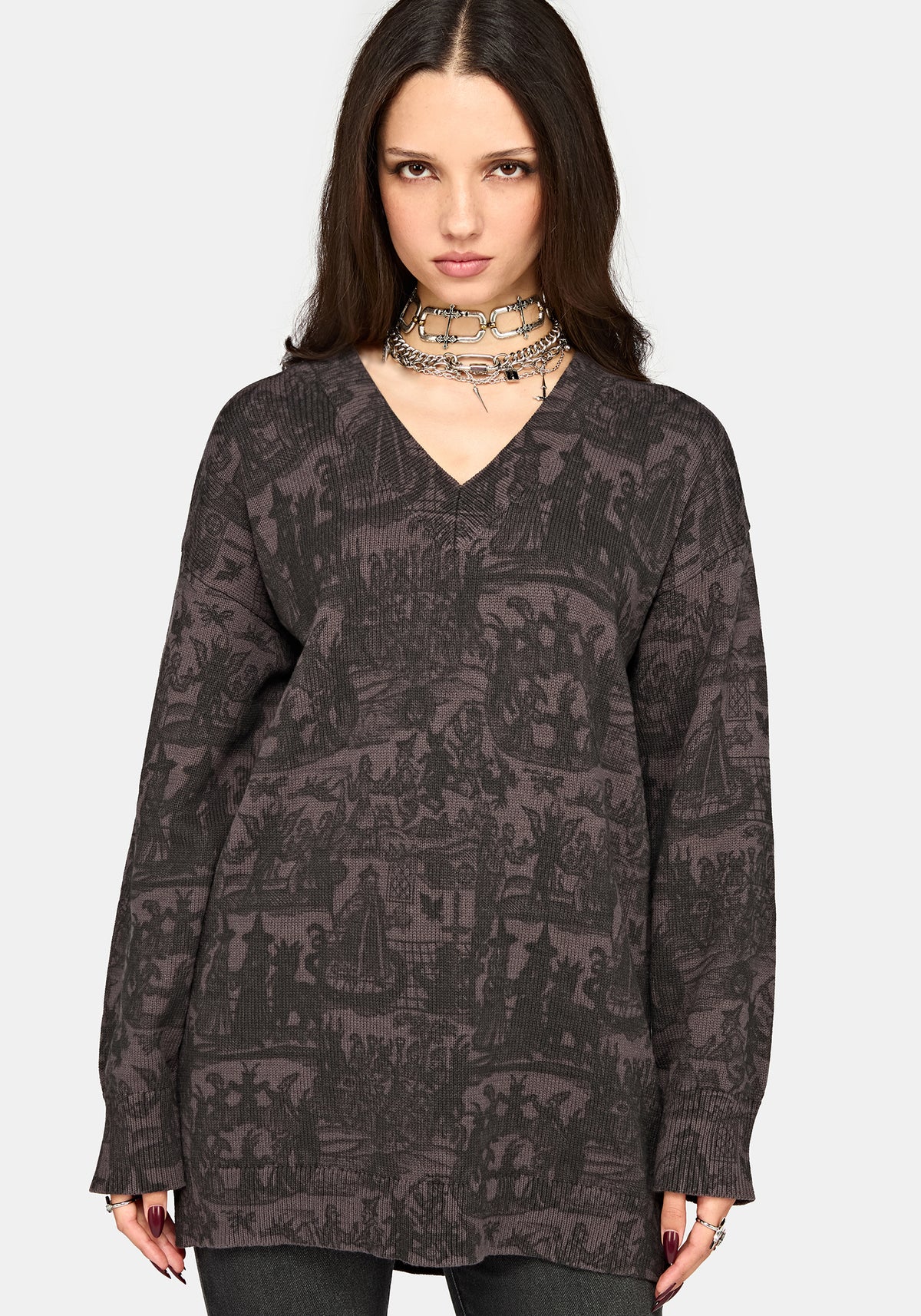 Diabolical V Neck Knit Jumper