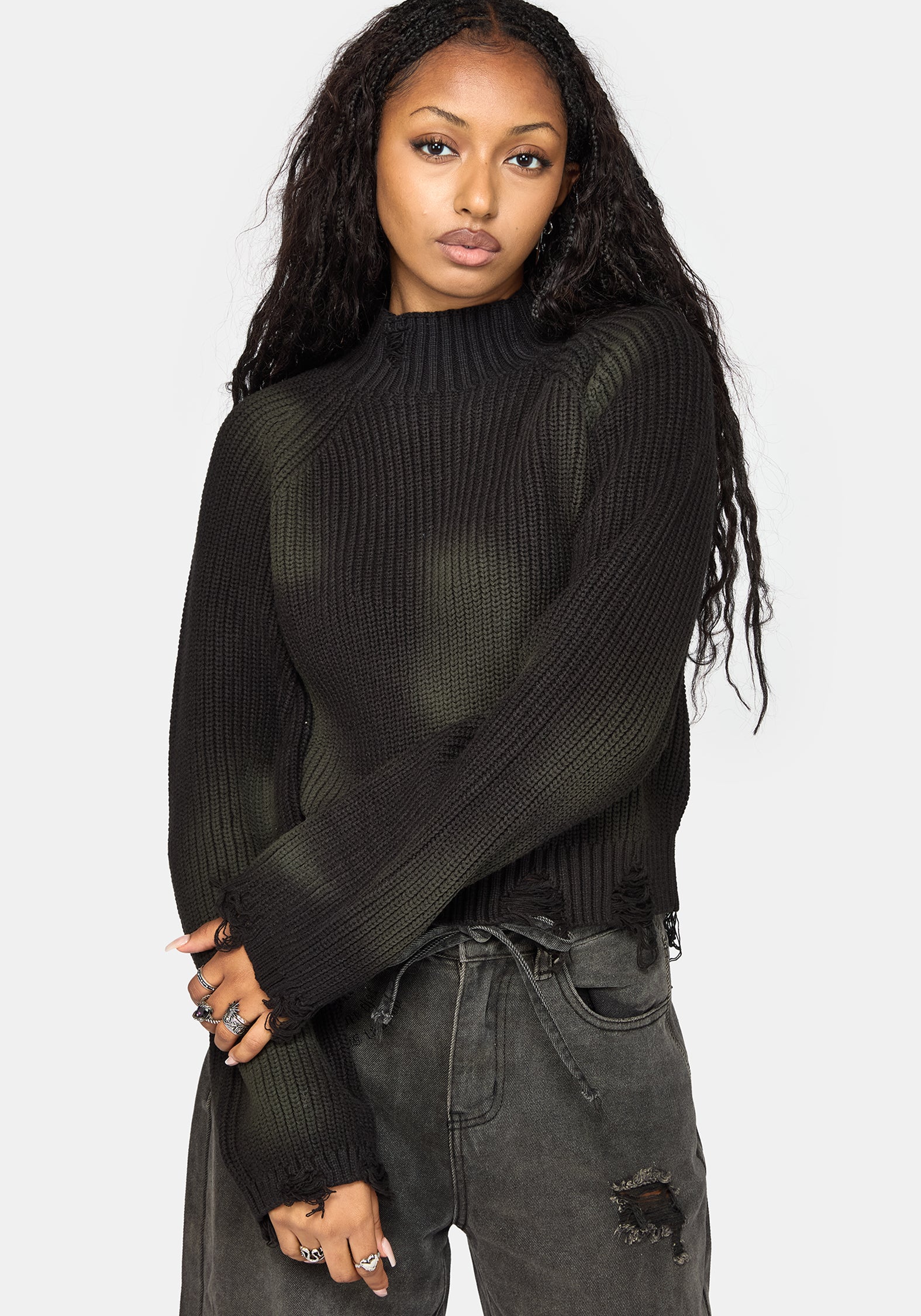 Milaya Overdyed Distressed Knit Jumper
