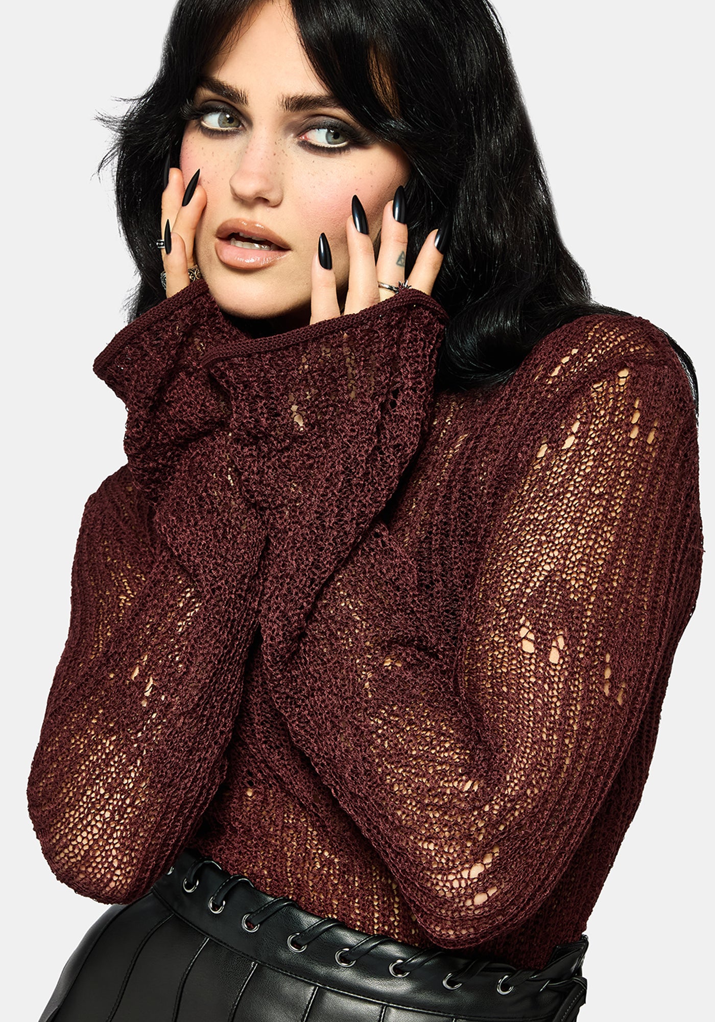 Damien Ladder Knit Top - Burgundy – Disturbia