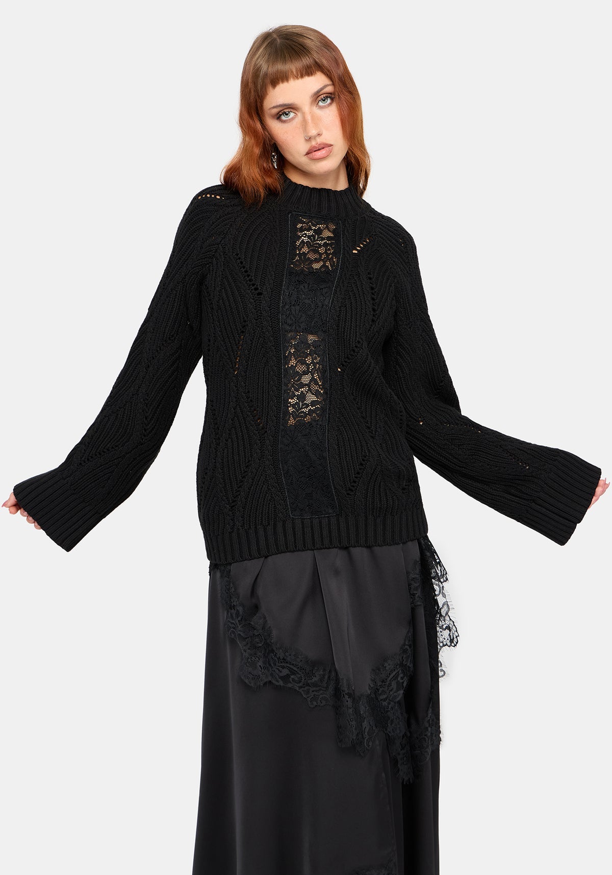 Melrose Lace Cable Knit Sweater