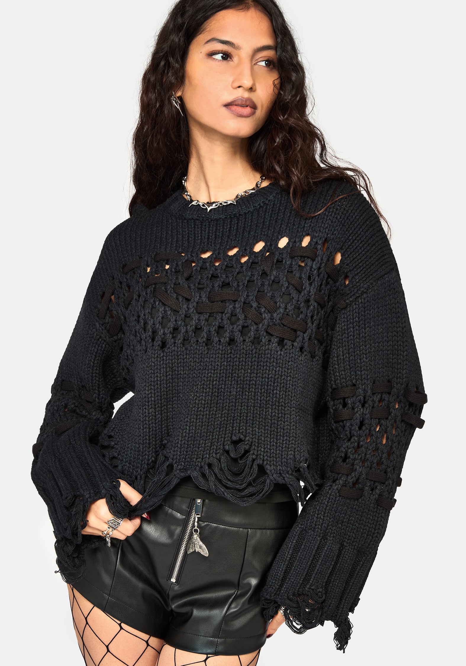 Noel Open Weave Cropped Knit Jumper