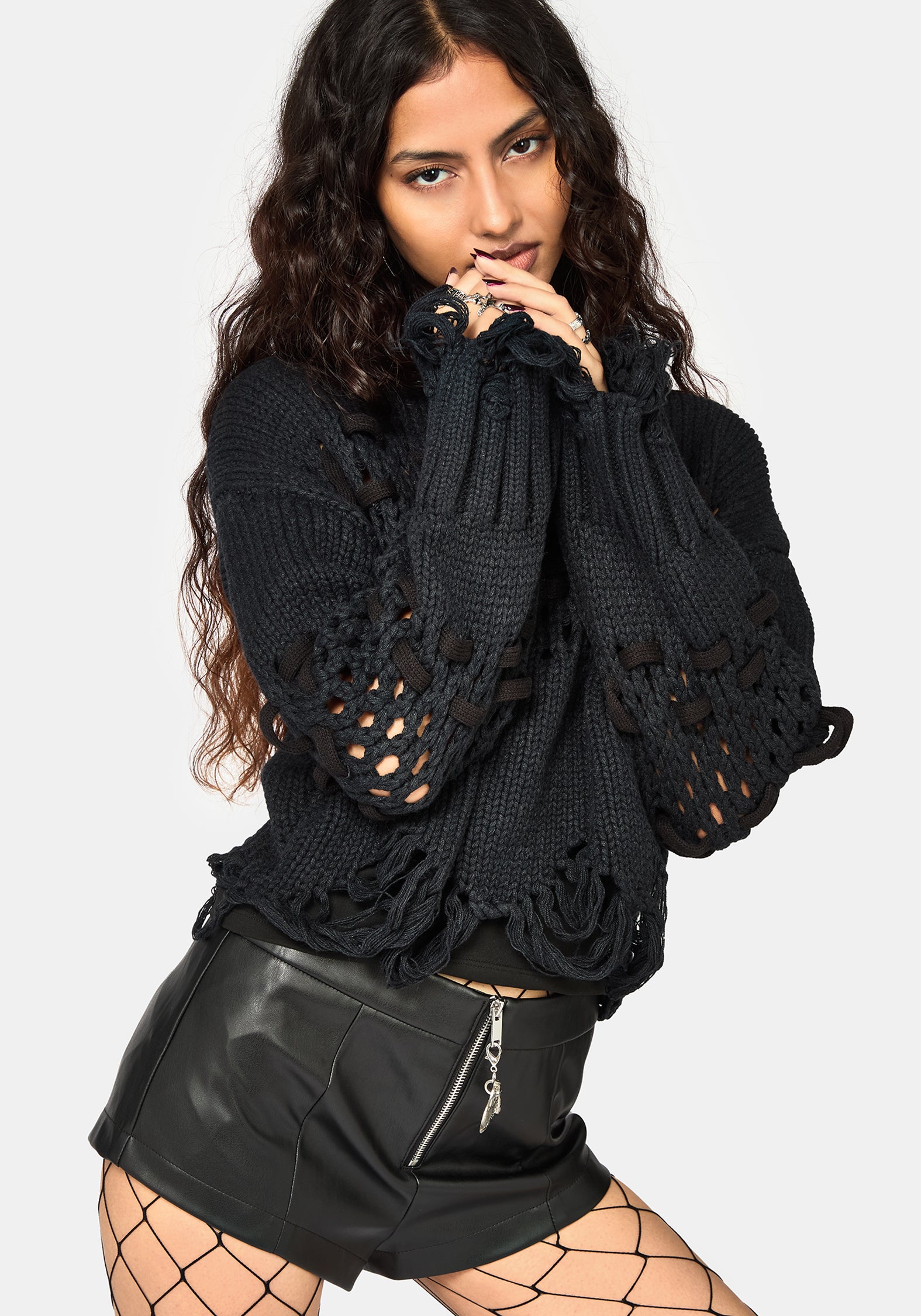 Noel Open Weave Cropped Knit Jumper