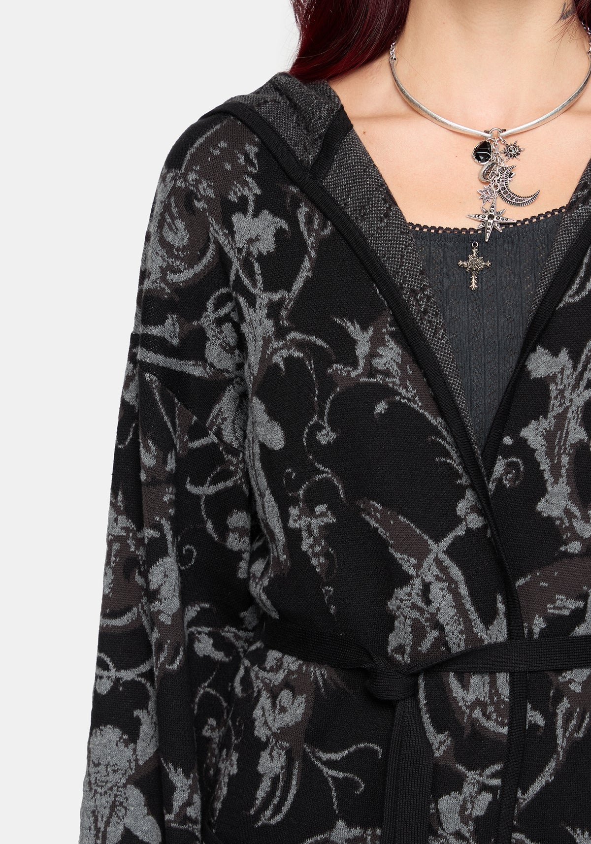 Eros Jacquard Hooded Knit Kimono