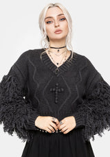 Ebon Shaggy Sleeve Knit Jumper S