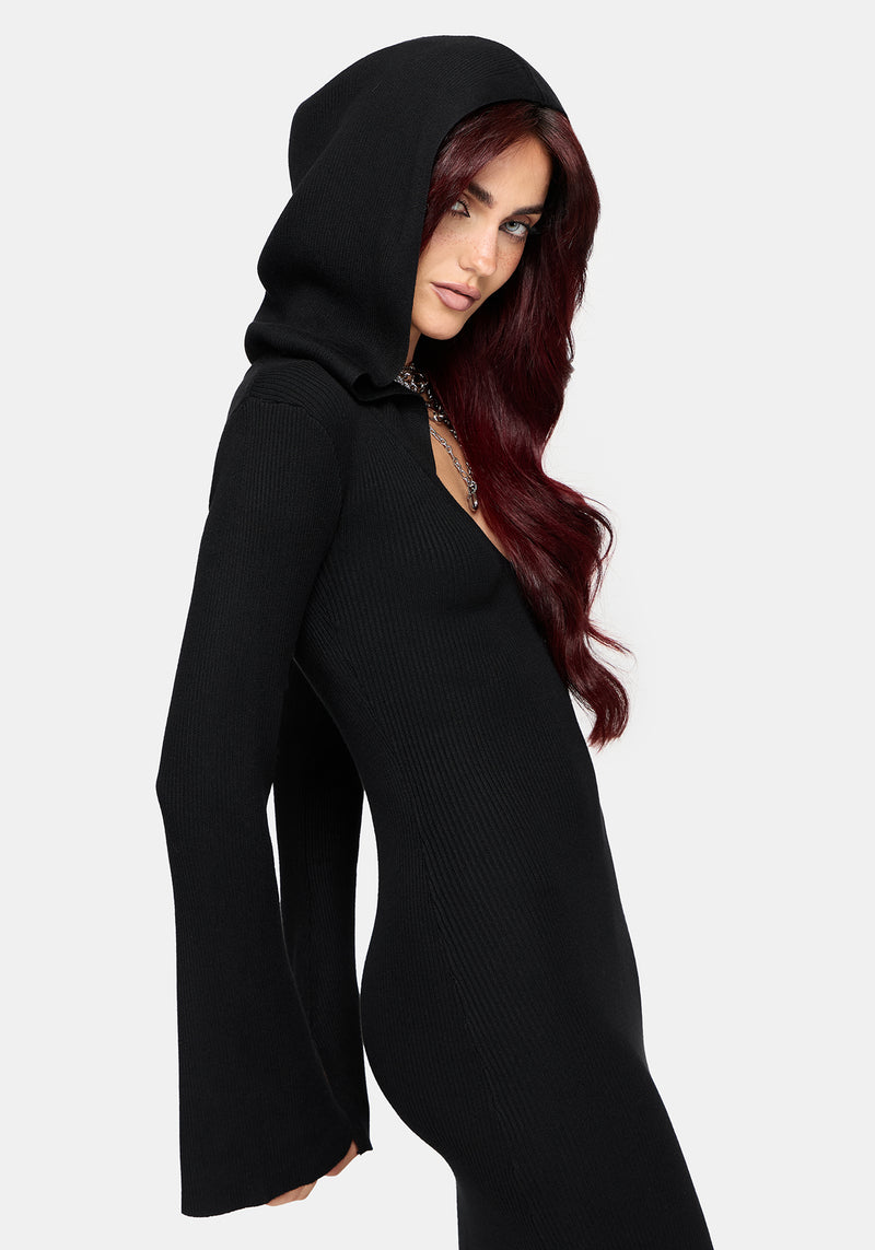 hooded knit dress Heike Ribbed Embroidered Knee-Length Wedding Gown SASSAJUNE Option:100/BOX | Size : 2 3/4