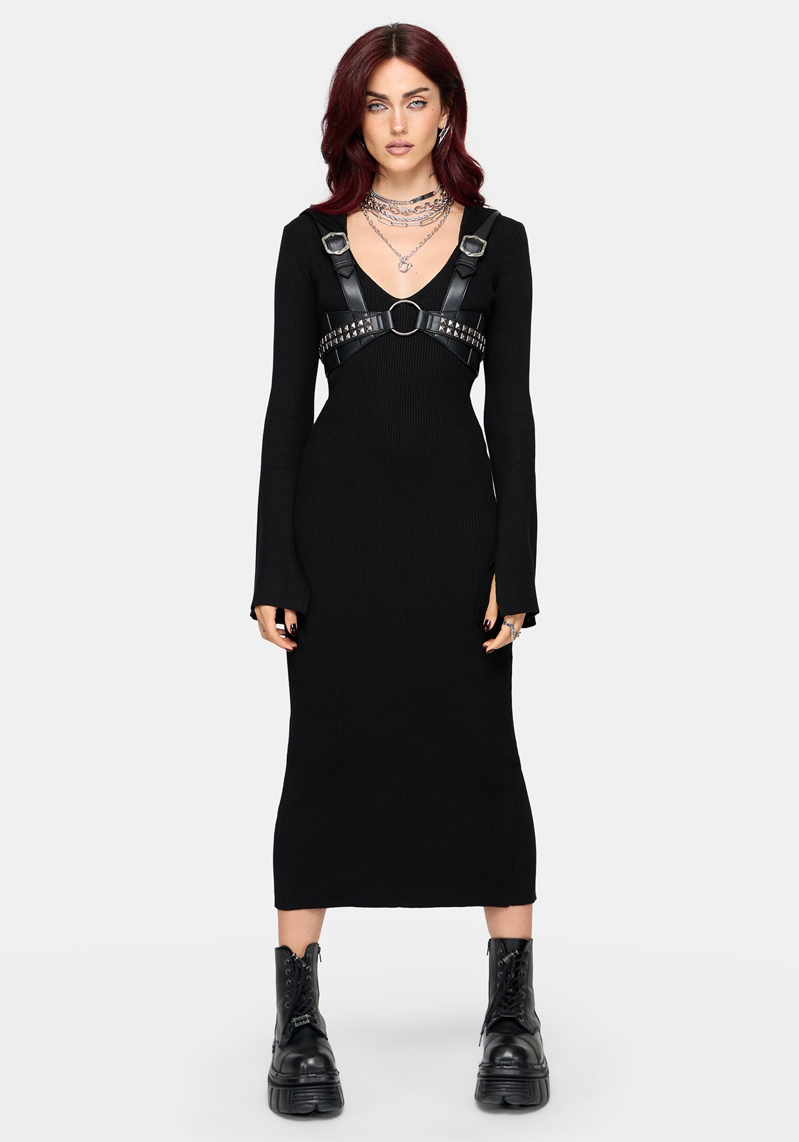 knitted hooded dress Heike Ribbed Knit – Disturbia Be the life of Size:9.5 US - 40 EU BULLS DRESS White 2XL Swatch:#f6352a