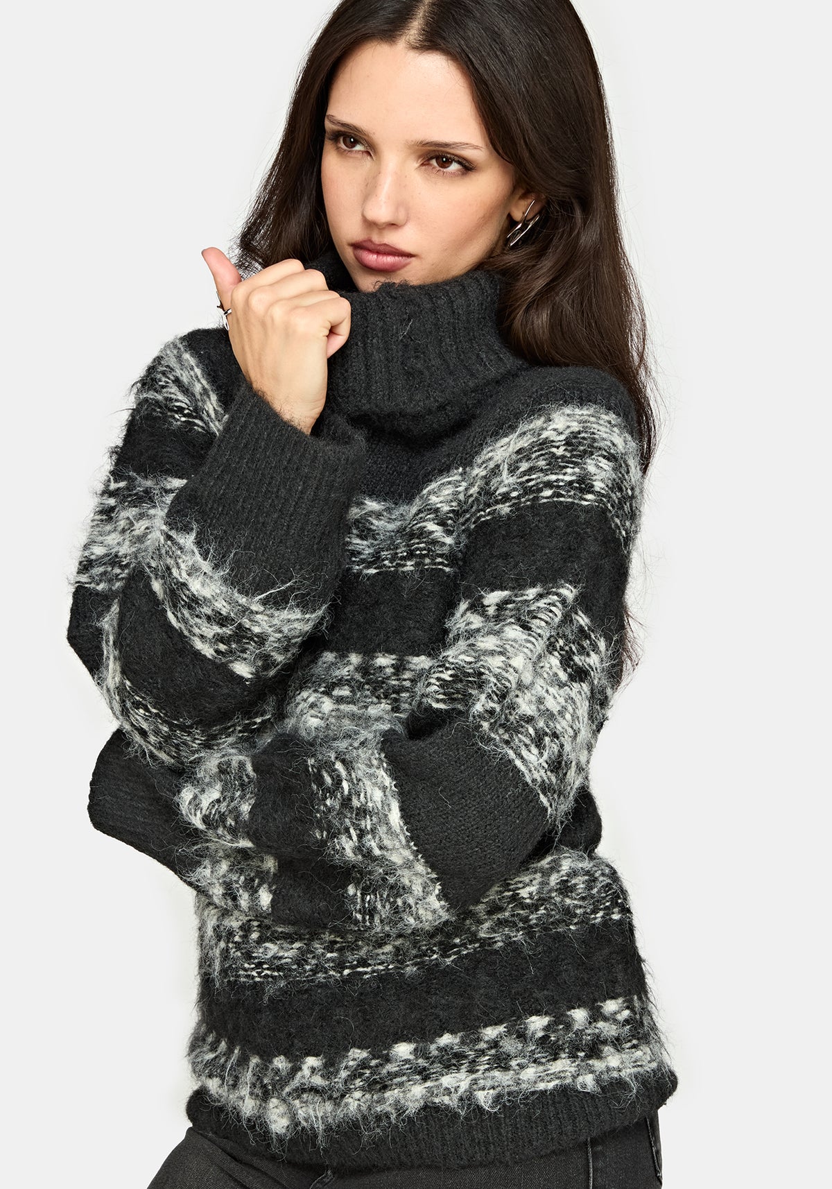 Harlow Stripe Roll Neck Knit Sweater