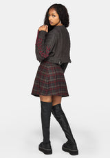 Skulk Distressed Cable Knit Crop Sweater - Charcoal