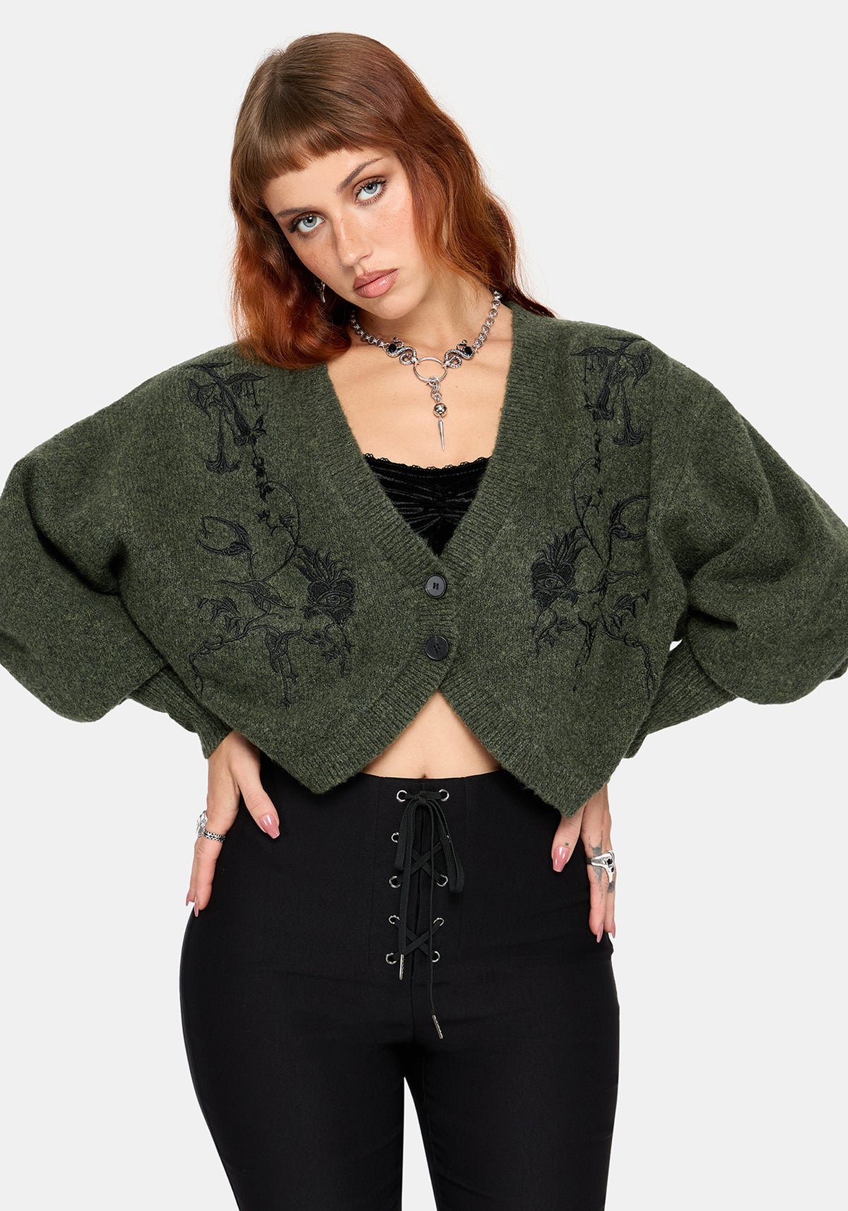 Miya Embroidered Cocoon Knit Cardigan