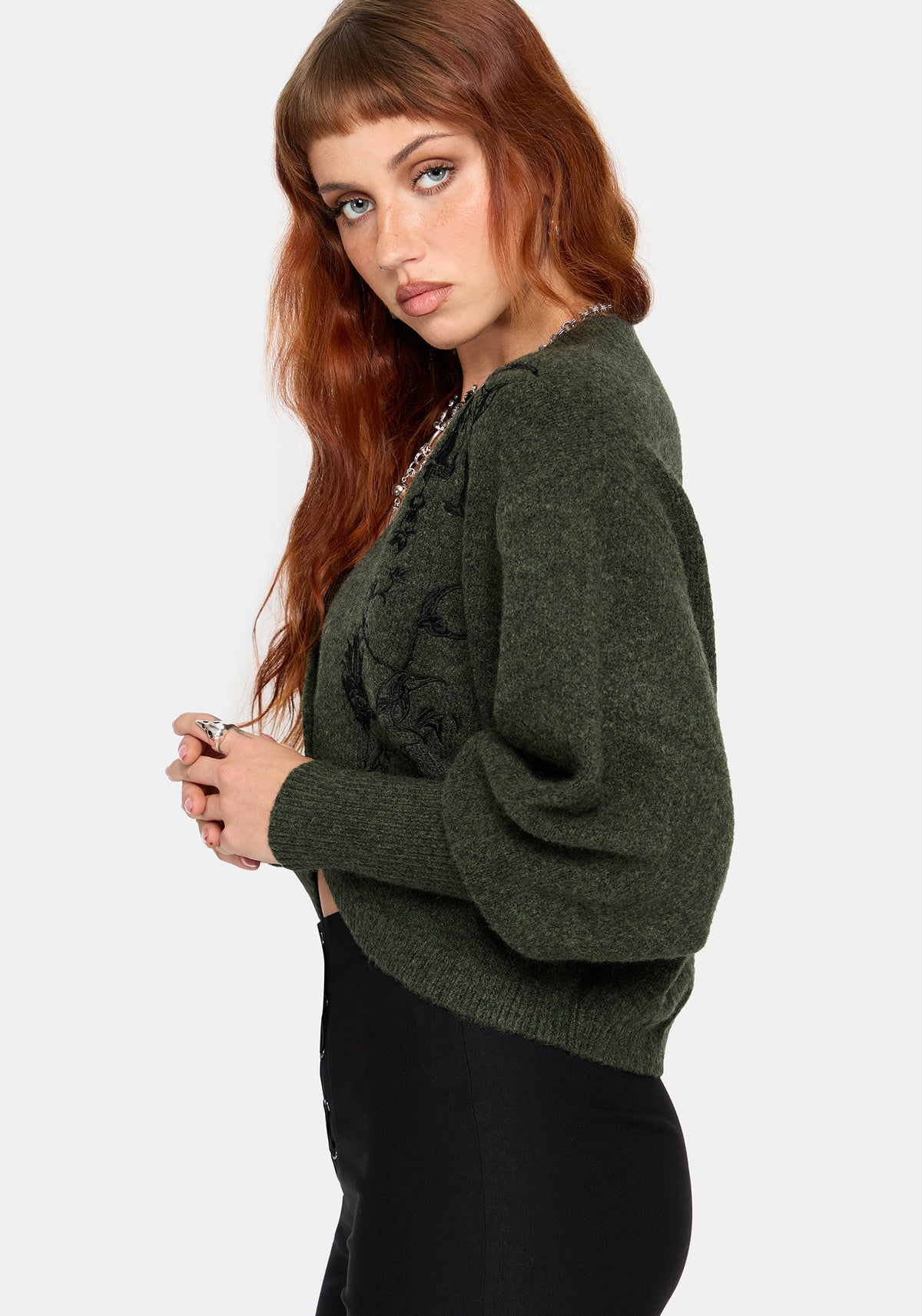 Miya Embroidered Cocoon Knit Cardigan