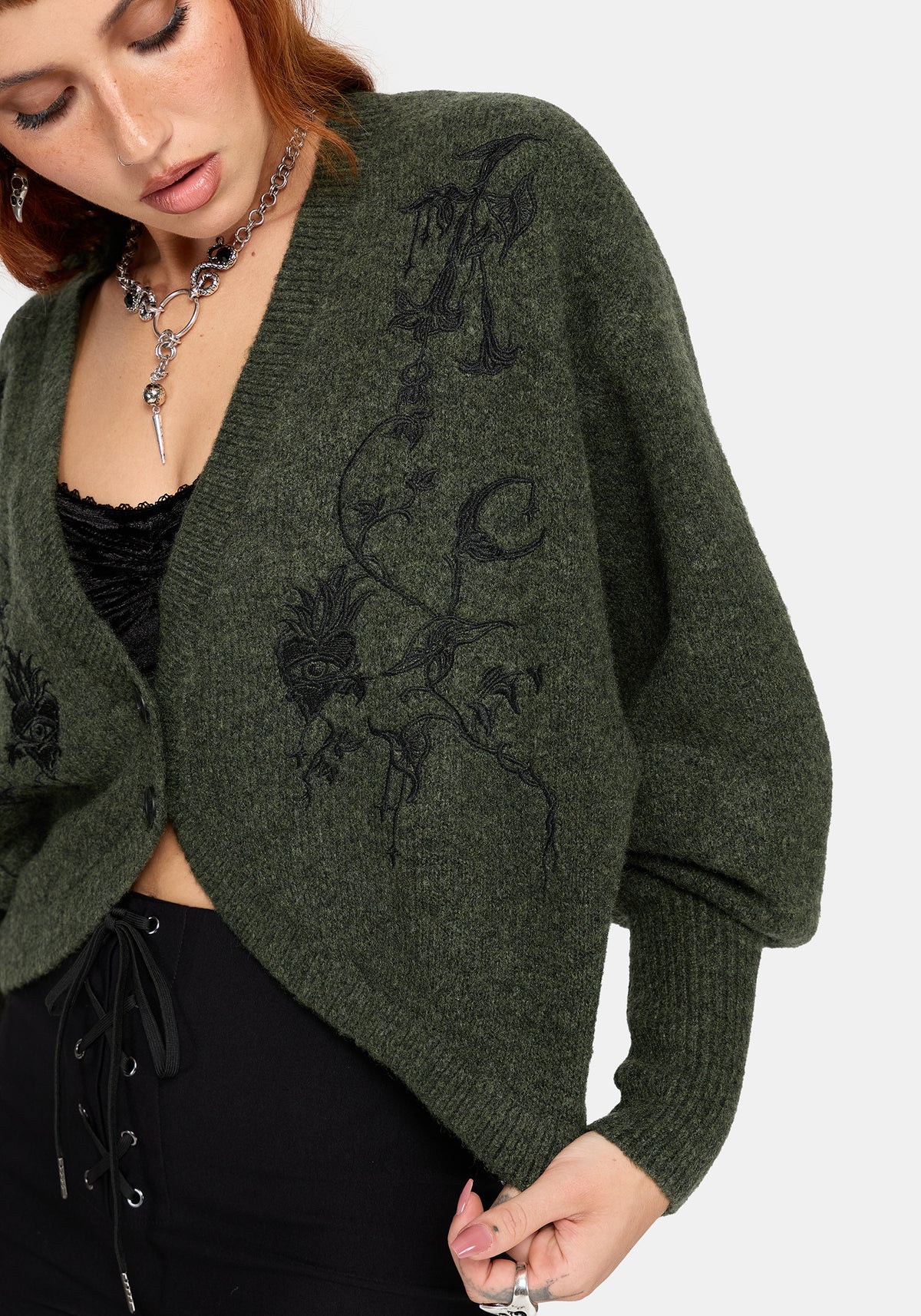 Miya Embroidered Cocoon Knit Cardigan