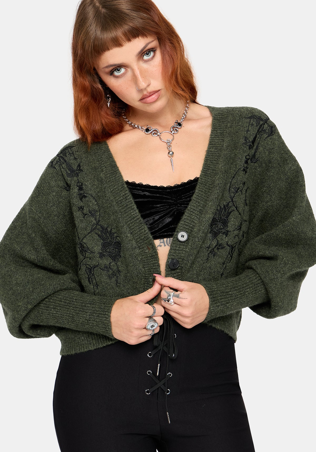 Miya Embroidered Cocoon Knit Cardigan