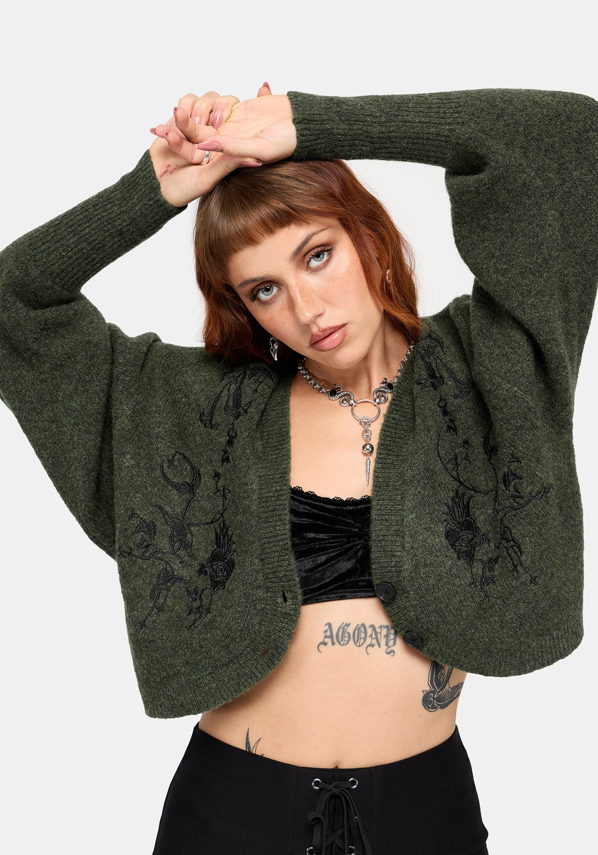 Miya Embroidered Cocoon Knit Cardigan