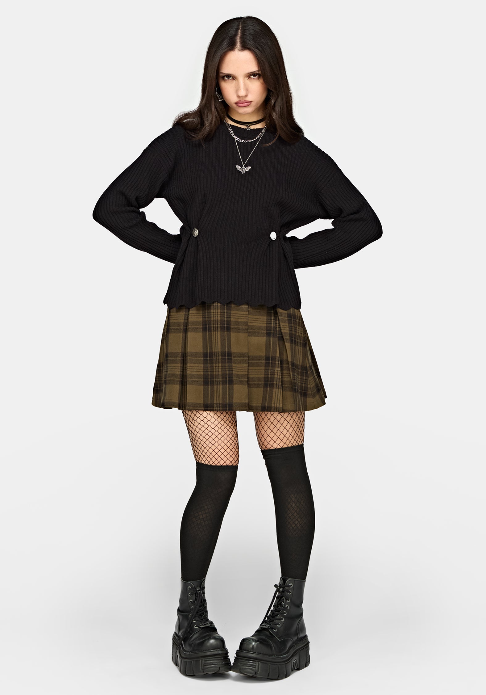 Cove Ribbed Button Waist Knit Sweater